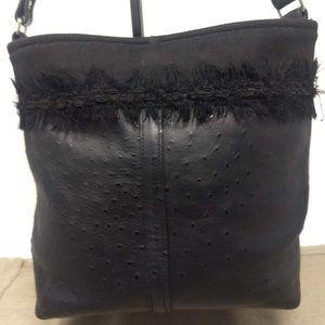 BAMZIBAGS BLACK LEATHER/CANVAS TOTE BAG